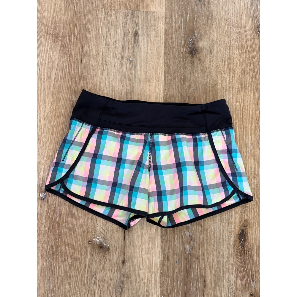 Lululemon Speed Up Shorts Womens 6 Multi Color Plaid 4" Inseam Low Rise